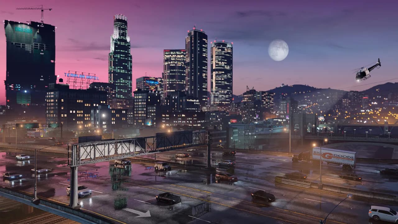 Captura de tela oficial de Grand Theft Auto V Enhanced exibindo o visual e jogabilidade do título.