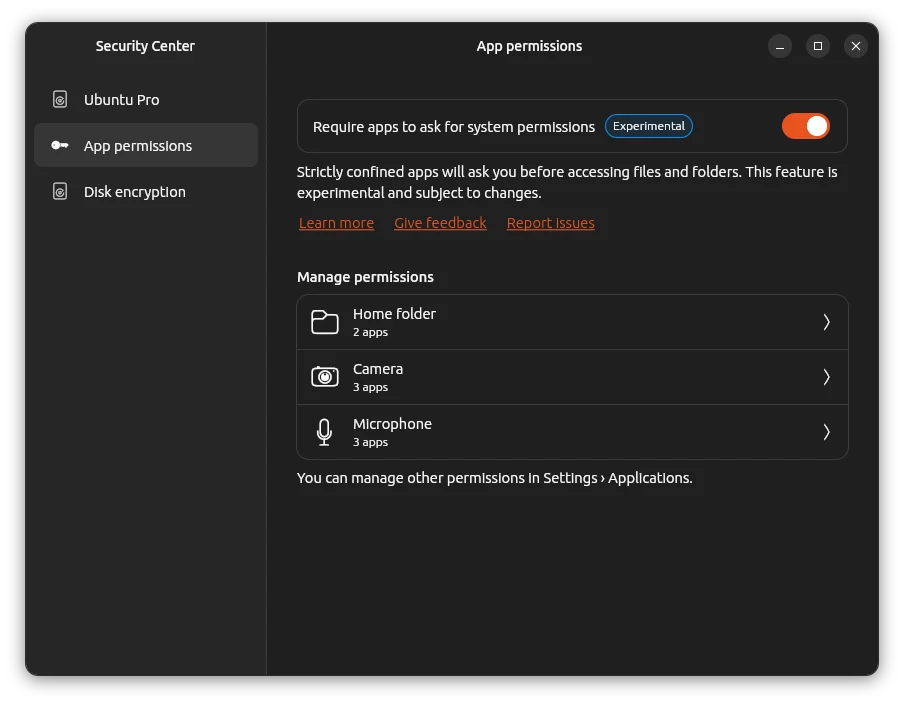 Caixa de diálogo do Permissions Prompting no Ubuntu solicitando autorização de acesso para um aplicativo Snap