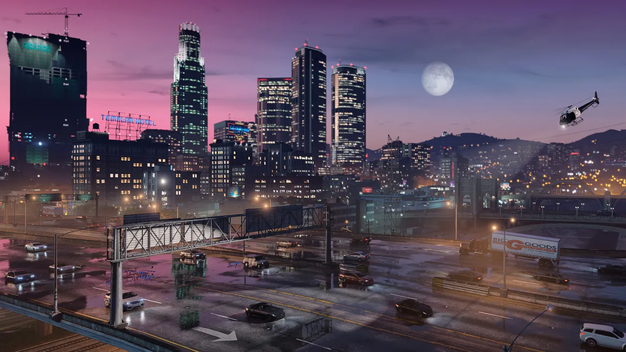 Arte oficial de Grand Theft Auto V Enhanced em destaque nas promoções da Steam.
