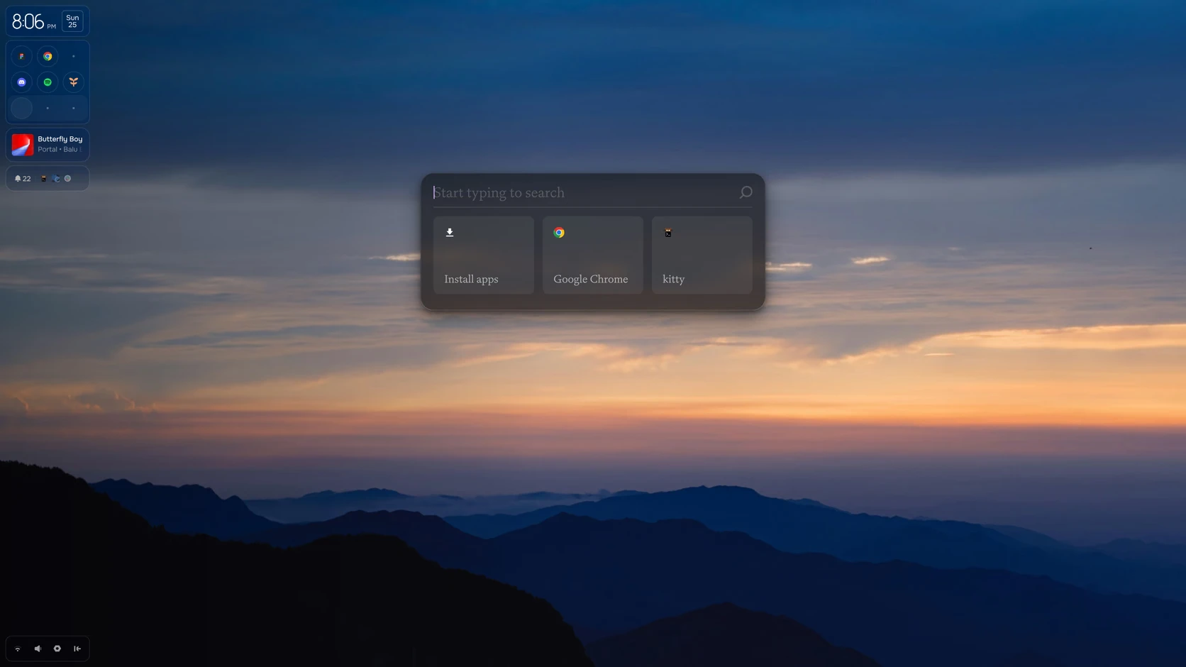 Interface do desktop do sistema operacional Pond OS destacando design minimalista e organização espacial de janelas.