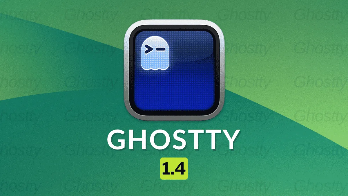 Janela do emulador de terminal Ghostty 1.4 rodando no Linux com múltiplos splits e informações de sistema